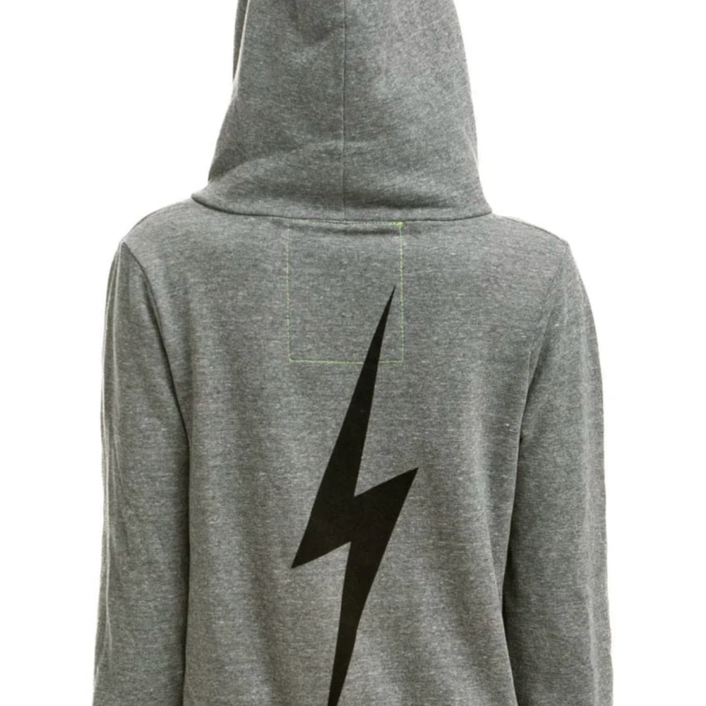 Aviator Nation Charcoal Hoodie with Black Lightning Bolt